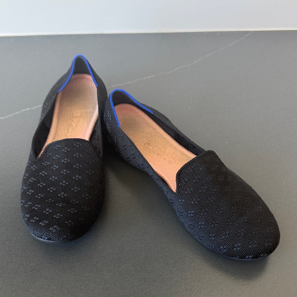 Rothy's Black and Blue Textured Loafers